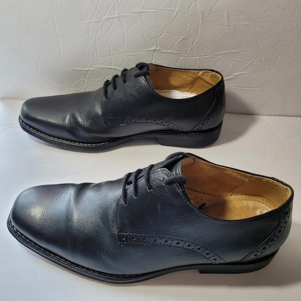 SANDRO MOSCOLONI MEN'S Black Leather Lace Up Derby Shoes Size 9.5 D